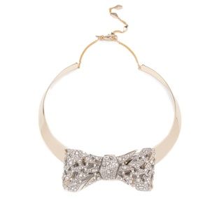Crystal Encrusted Mosaic Bow Lace Collar